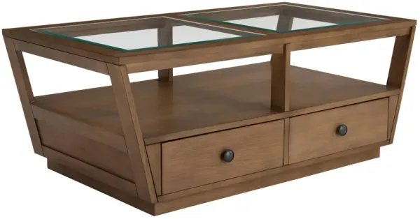 Kaywood Glass Top Coffee Table w/Casters