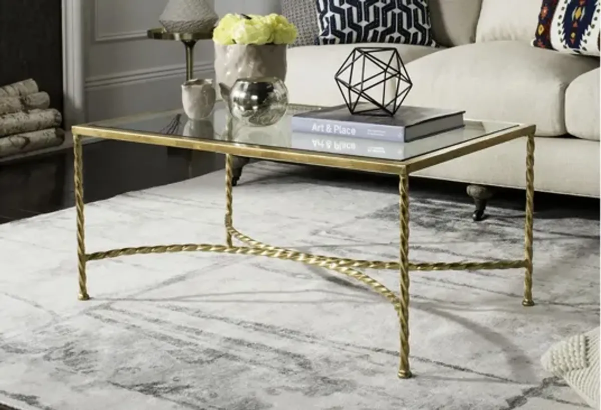 Alecto Gold Leaf Glass Coffee Table