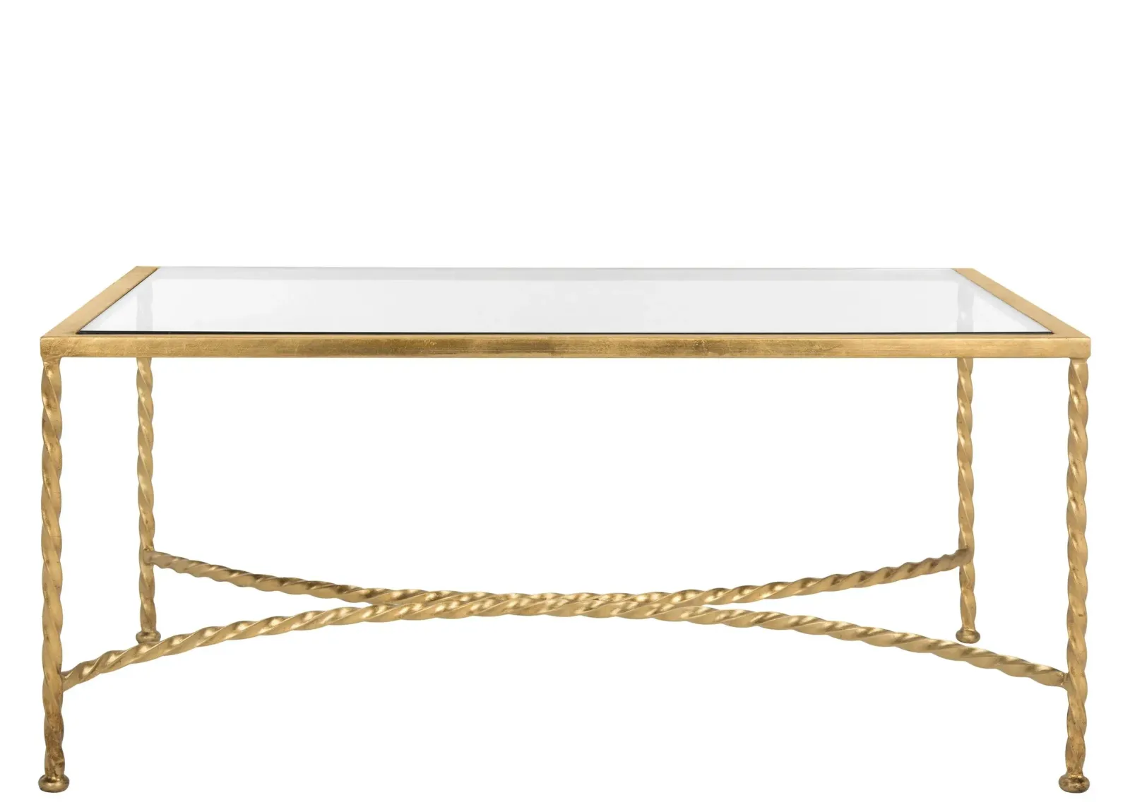 Alecto Gold Leaf Glass Coffee Table in Gold by Safavieh