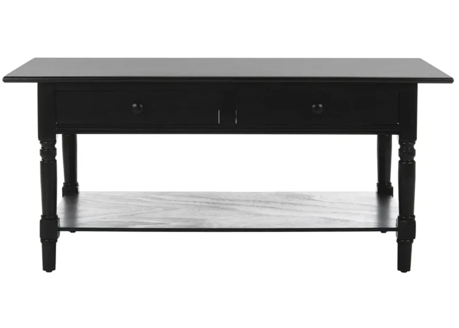 Alphonse 2 Drawer Coffee Table in Distressed Black by Safavieh