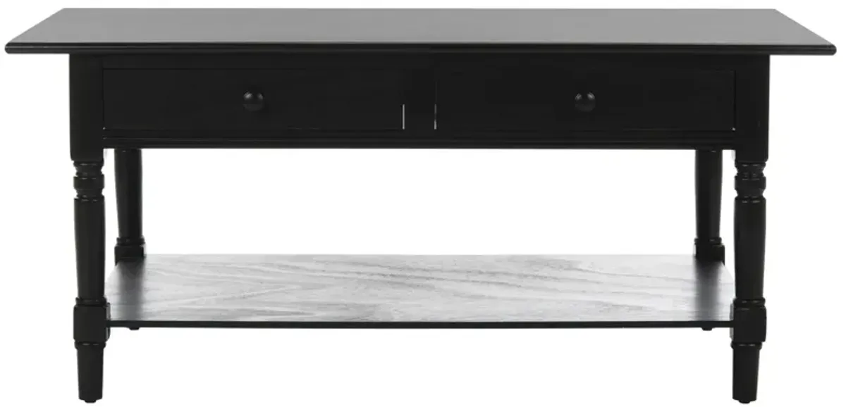 Alphonse 2 Drawer Coffee Table in Distressed Black by Safavieh