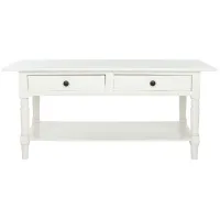 Alphonse 2 Drawer Coffee Table in Distressed Cream by Safavieh