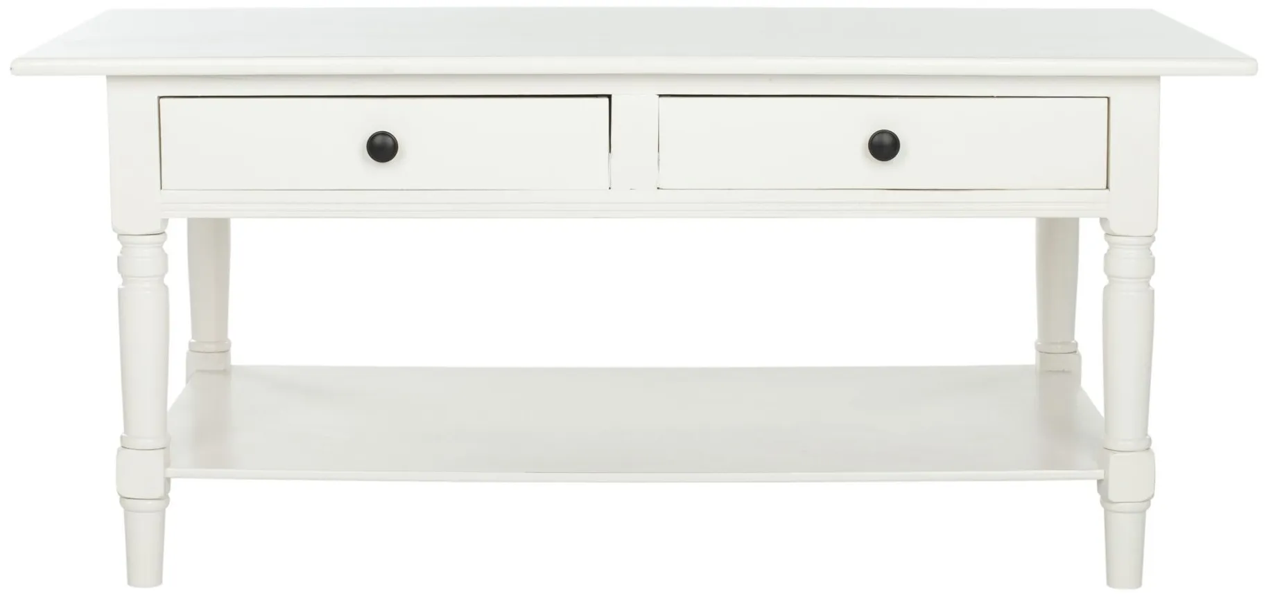 Alphonse 2 Drawer Coffee Table in Distressed Cream by Safavieh