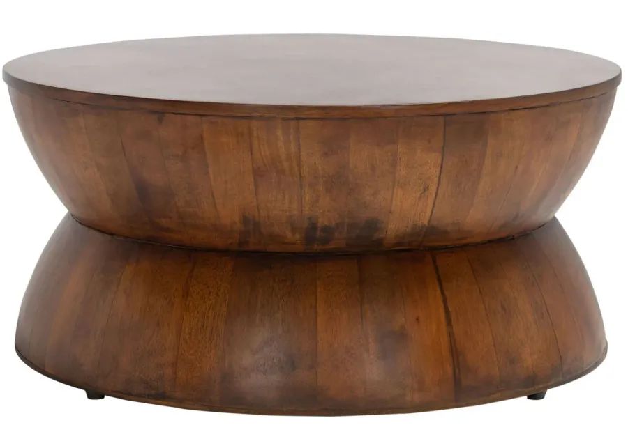 Amalya Round Coffee Table in Brown by Safavieh