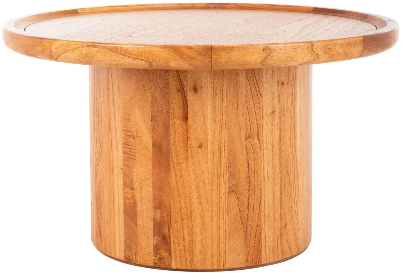 Anwen Round Pedestal Coffee Table in Natural by Safavieh