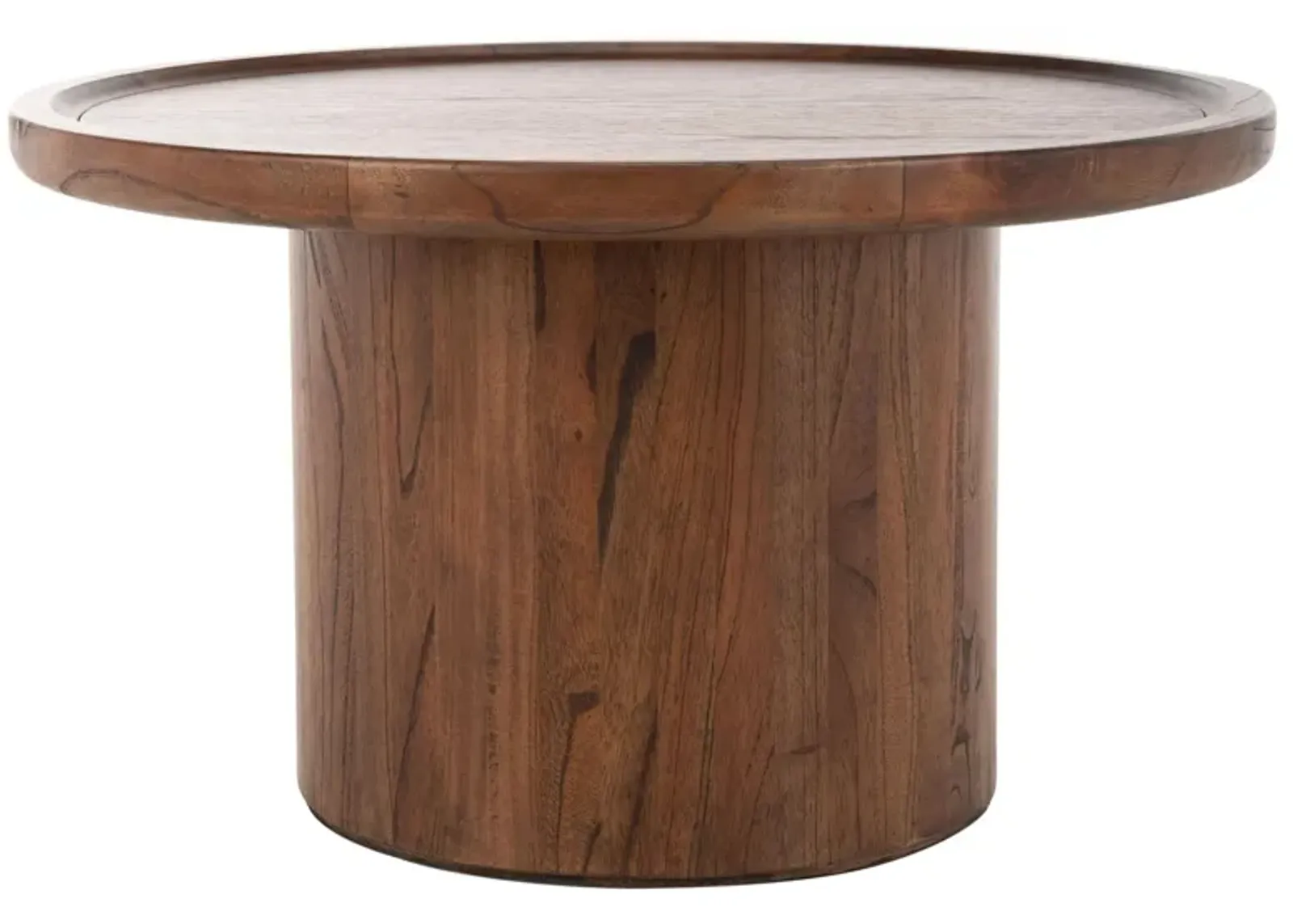 Anwen Round Pedestal Coffee Table in Dark Oak by Safavieh