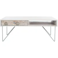 Arthur Coffee Table in White Wash with Silver Accents by Safavieh