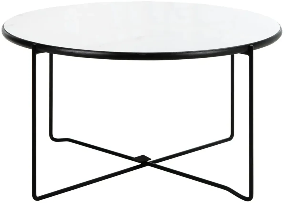 Astrid Round Coffee Table in White by Safavieh