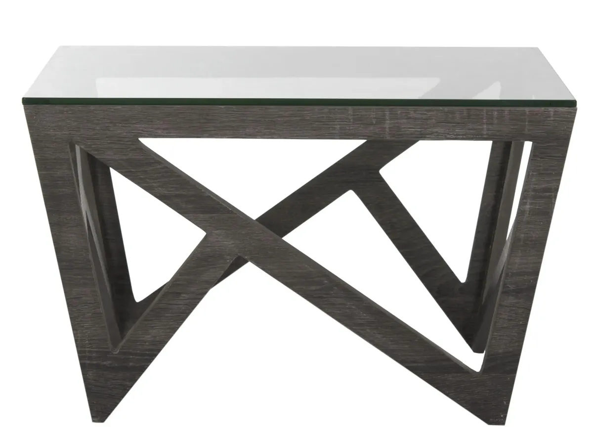 Avia Glass Top Coffee Table in Dark Gray by Safavieh