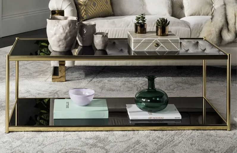 Cathal Glass Coffee Table in Gold by Safavieh