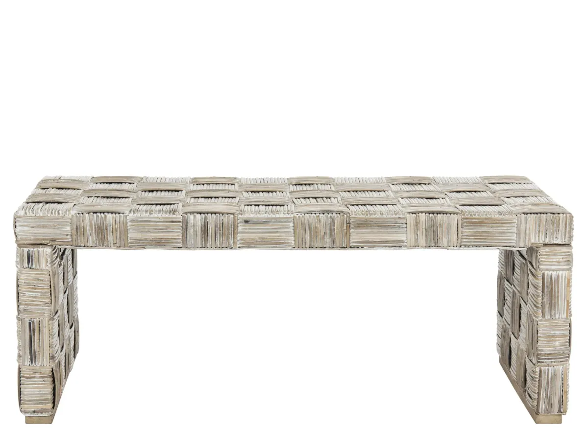 Cristina Rattan Coffee Table in White by Safavieh