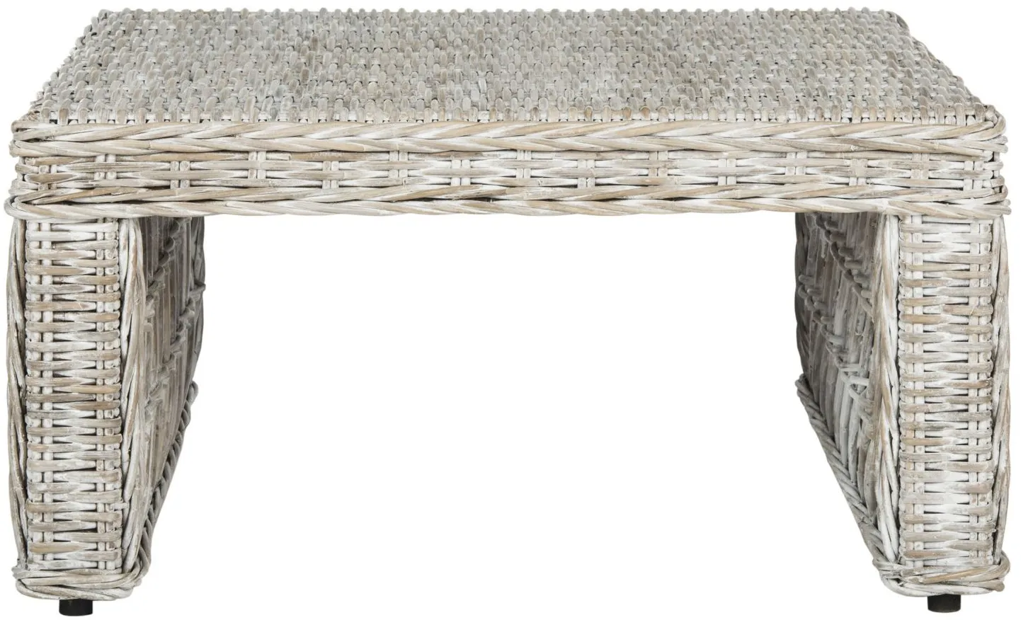 Dale Wicker Coffee Table in White Washed by Safavieh