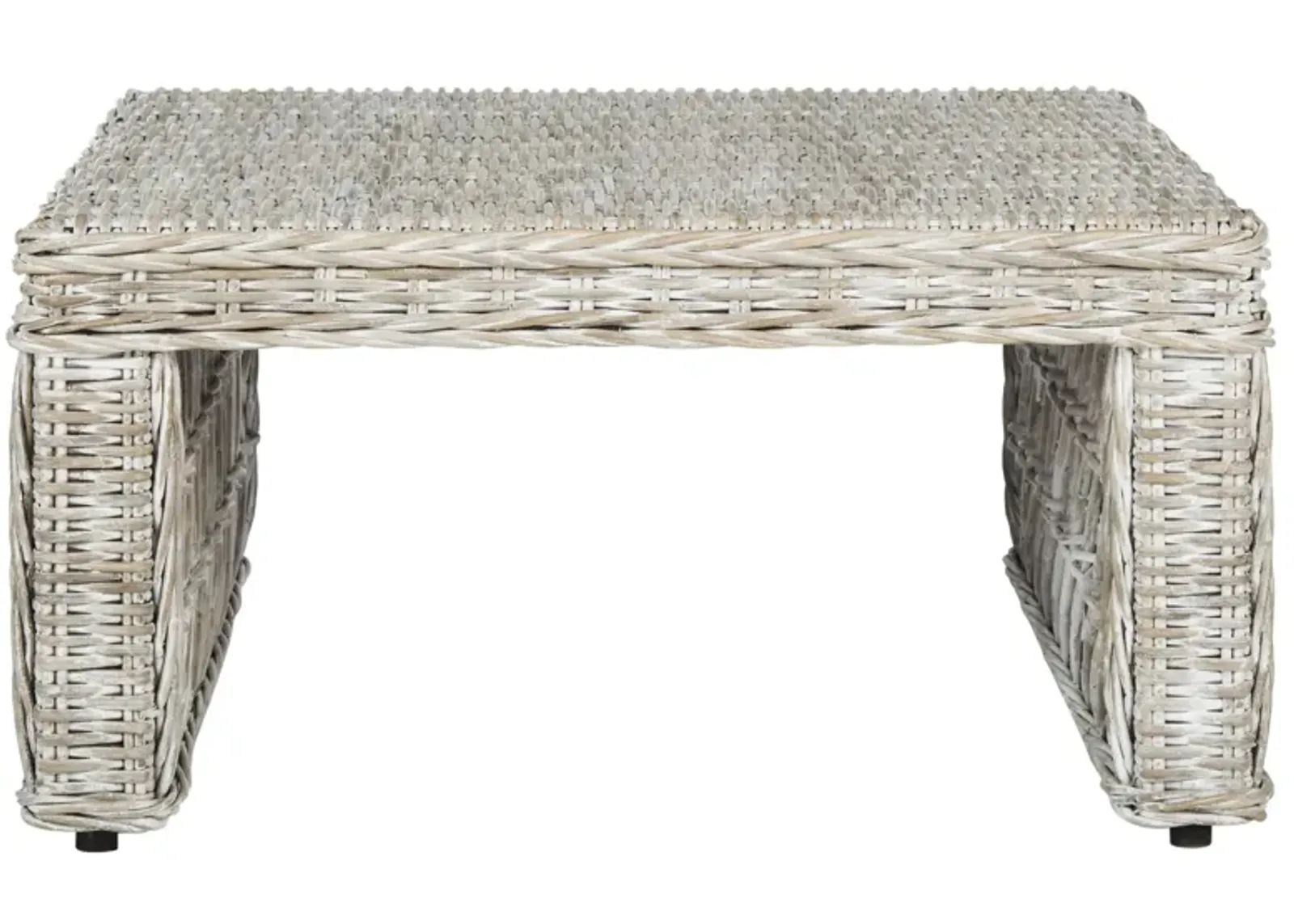 Dale Wicker Coffee Table in White Washed by Safavieh