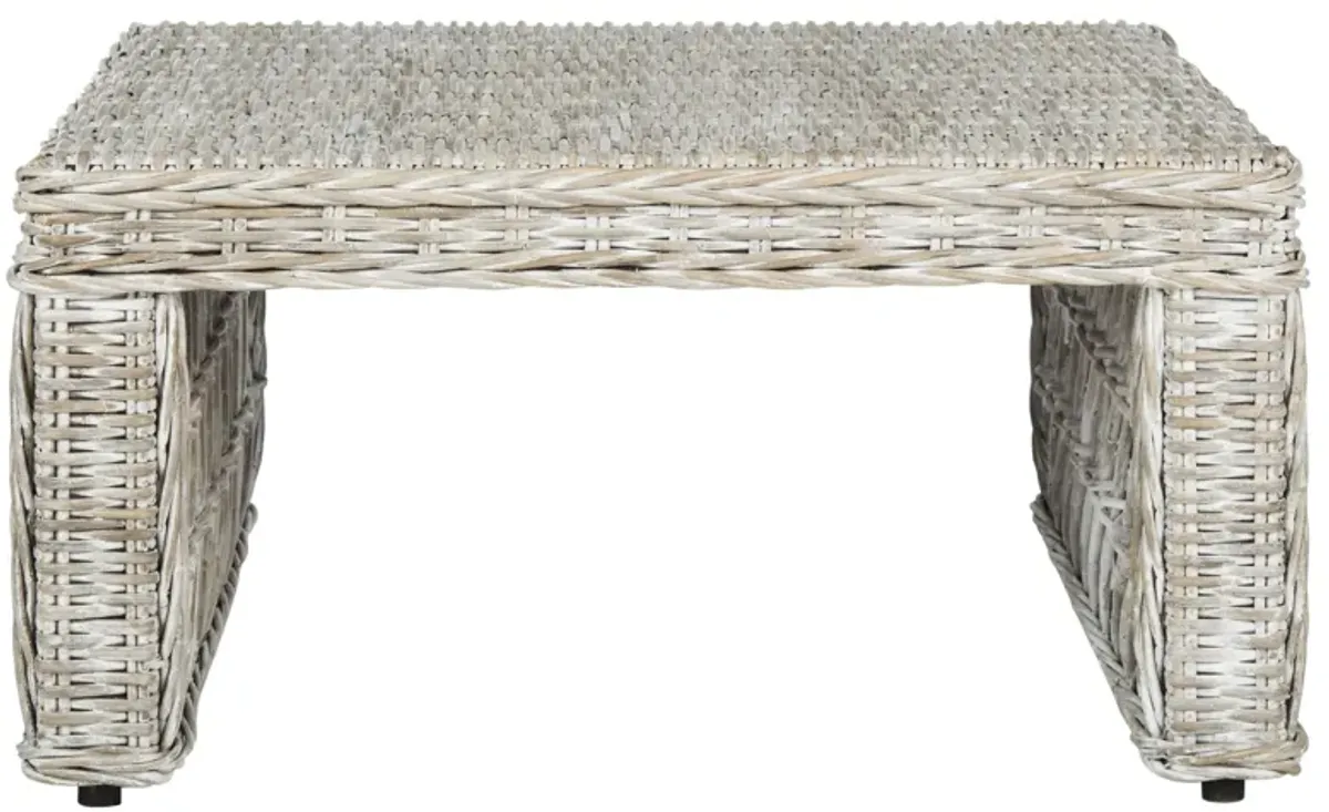 Dale Wicker Coffee Table in White Washed by Safavieh