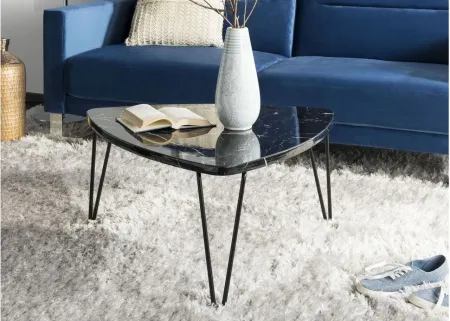 Dara Triangle Coffee Table in Black Marble by Safavieh