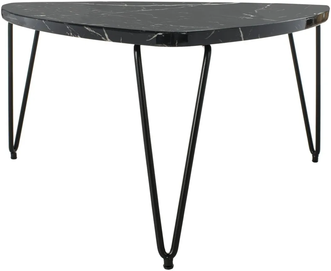 Dara Triangle Coffee Table in Black Marble by Safavieh