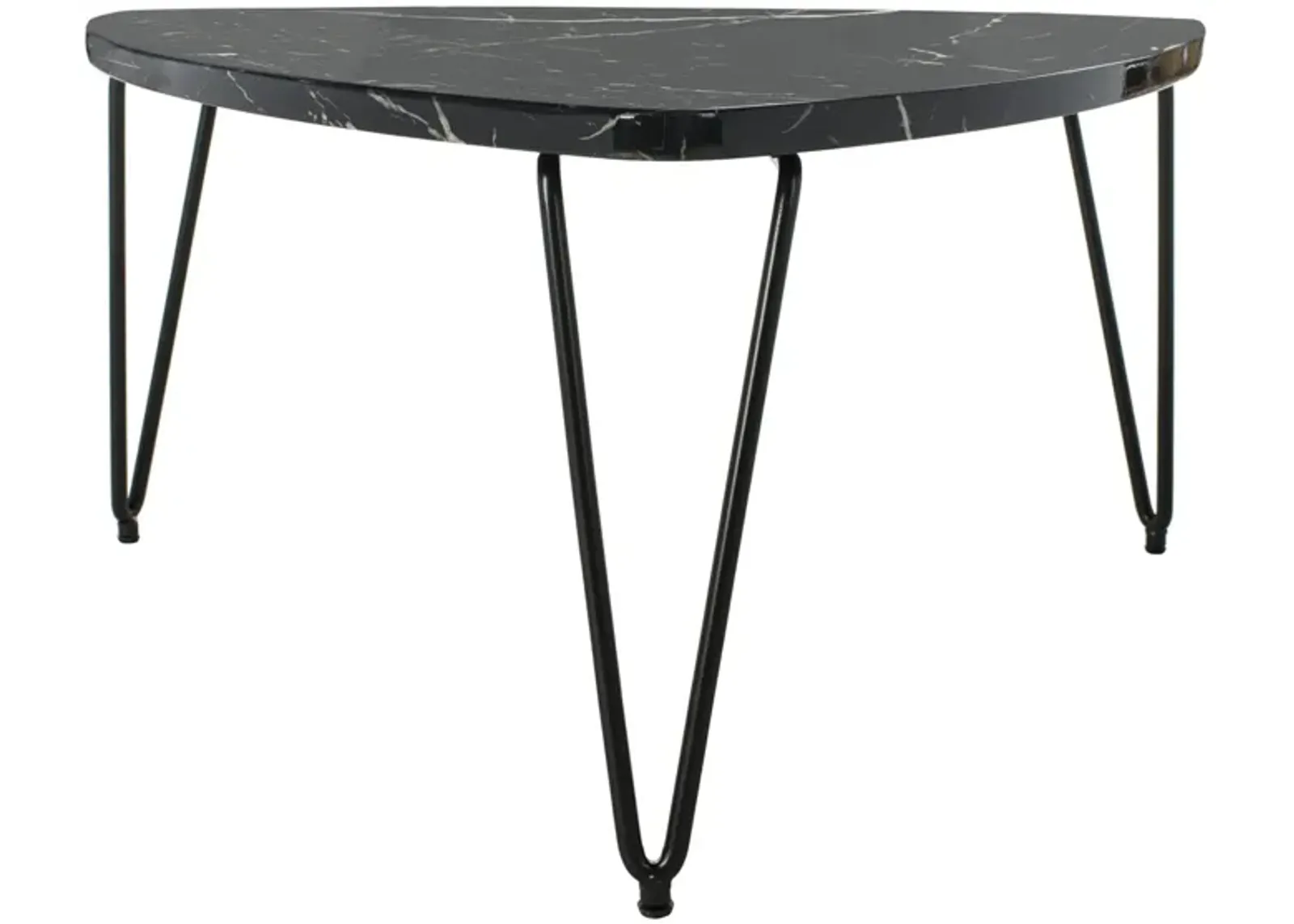 Dara Triangle Coffee Table in Black Marble by Safavieh