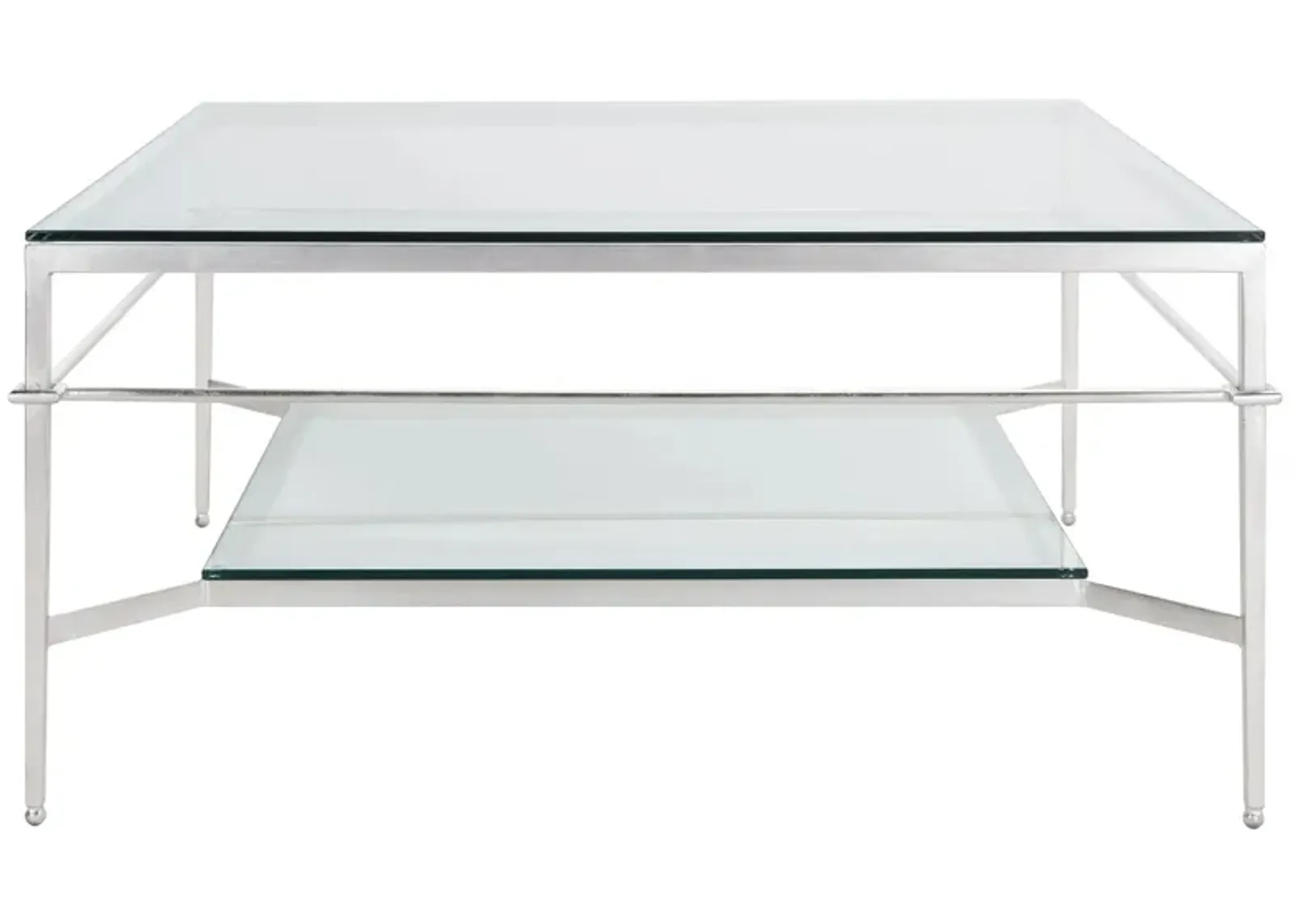 Devin Silver Leaf Glass Cocktail Table in Silver by Safavieh