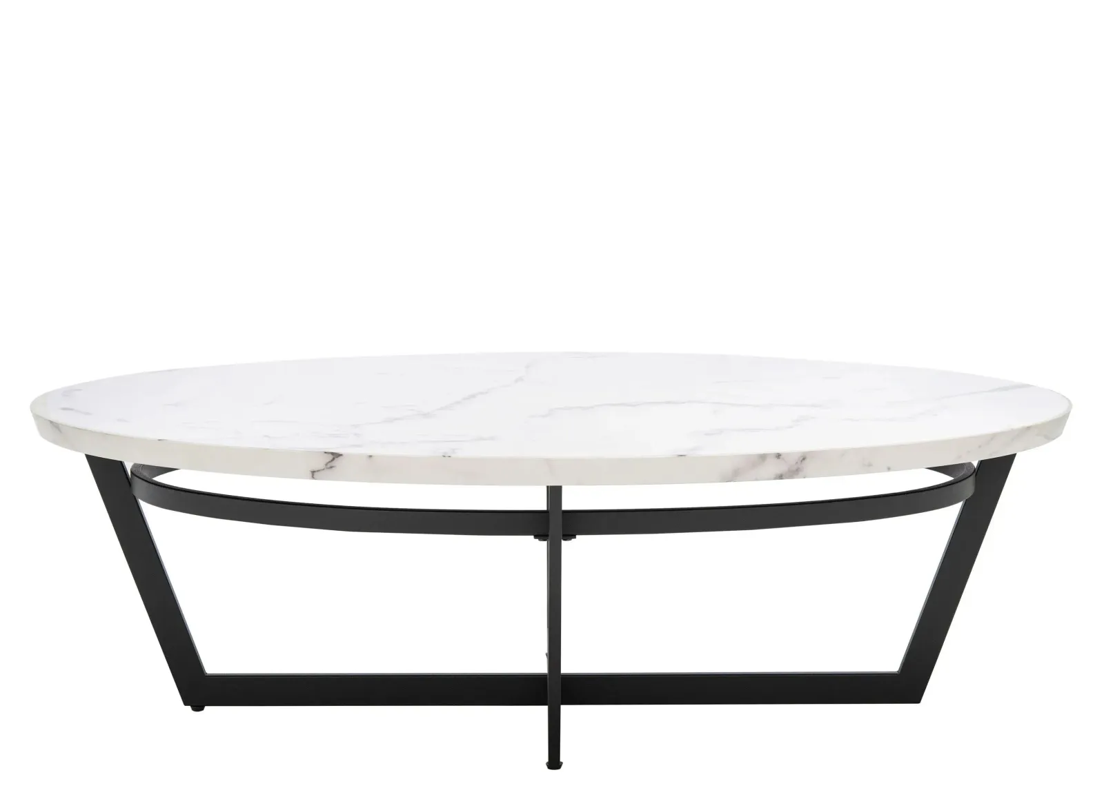 Eva Oval Coffee Table in White Marble by Safavieh