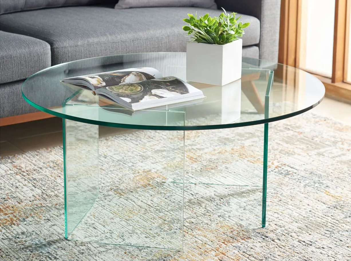 Gensho Glass Coffee Table in Clear by Safavieh