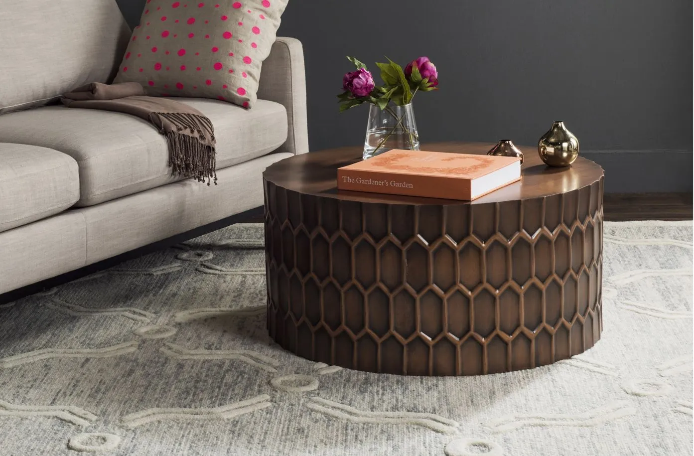 Gianna Coffee Table in Antique Copper by Safavieh