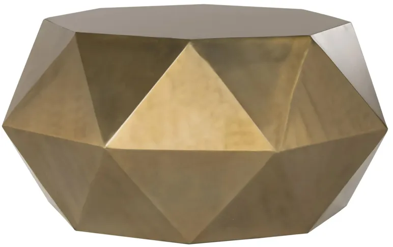 Isabelle Faceted Coffee Table in Brushed Brass by Safavieh