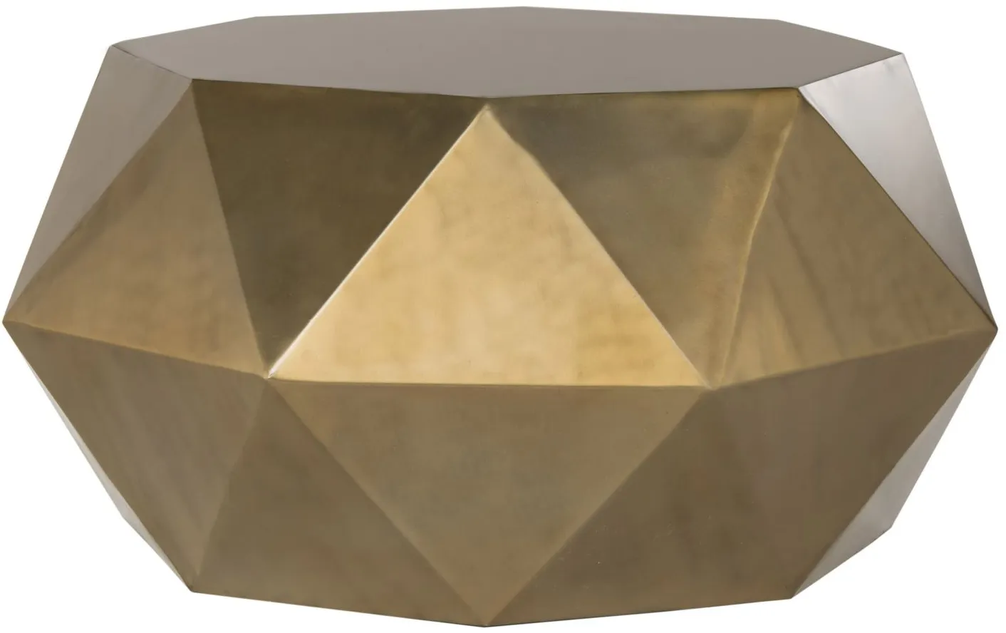 Isabelle Faceted Coffee Table in Brushed Brass by Safavieh