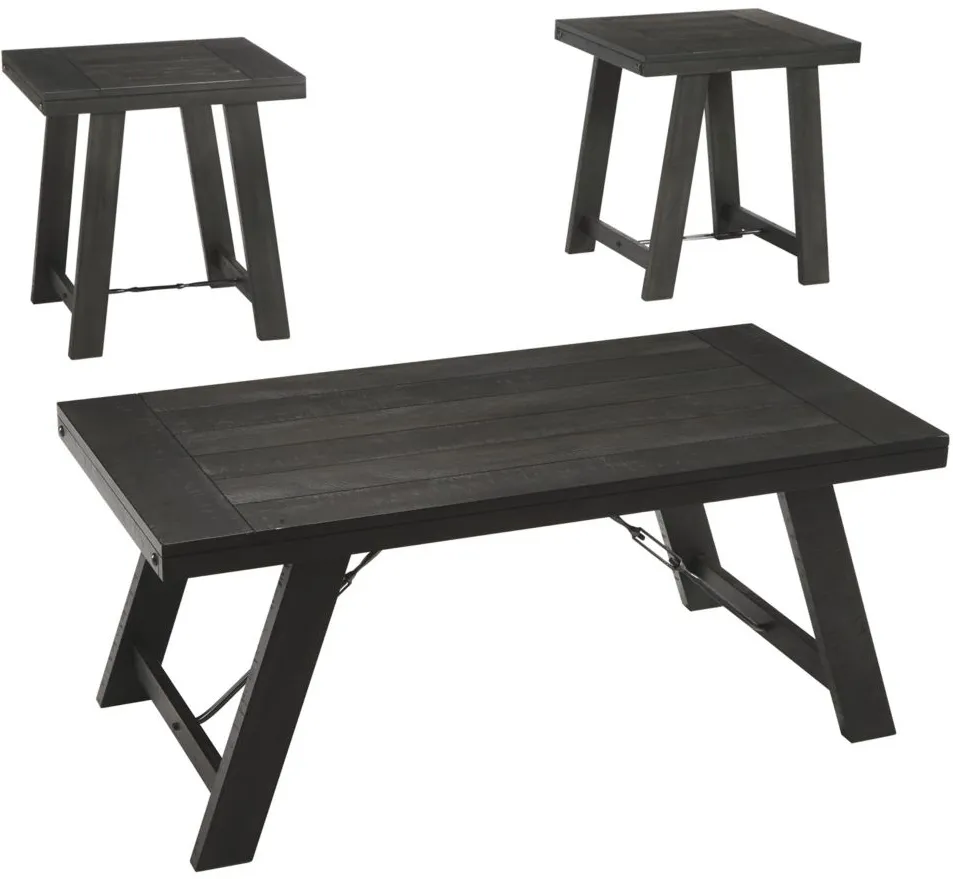 Noorbrook Casual Occasional 3-pc. Table Set in Black/Pewter by Ashley Express