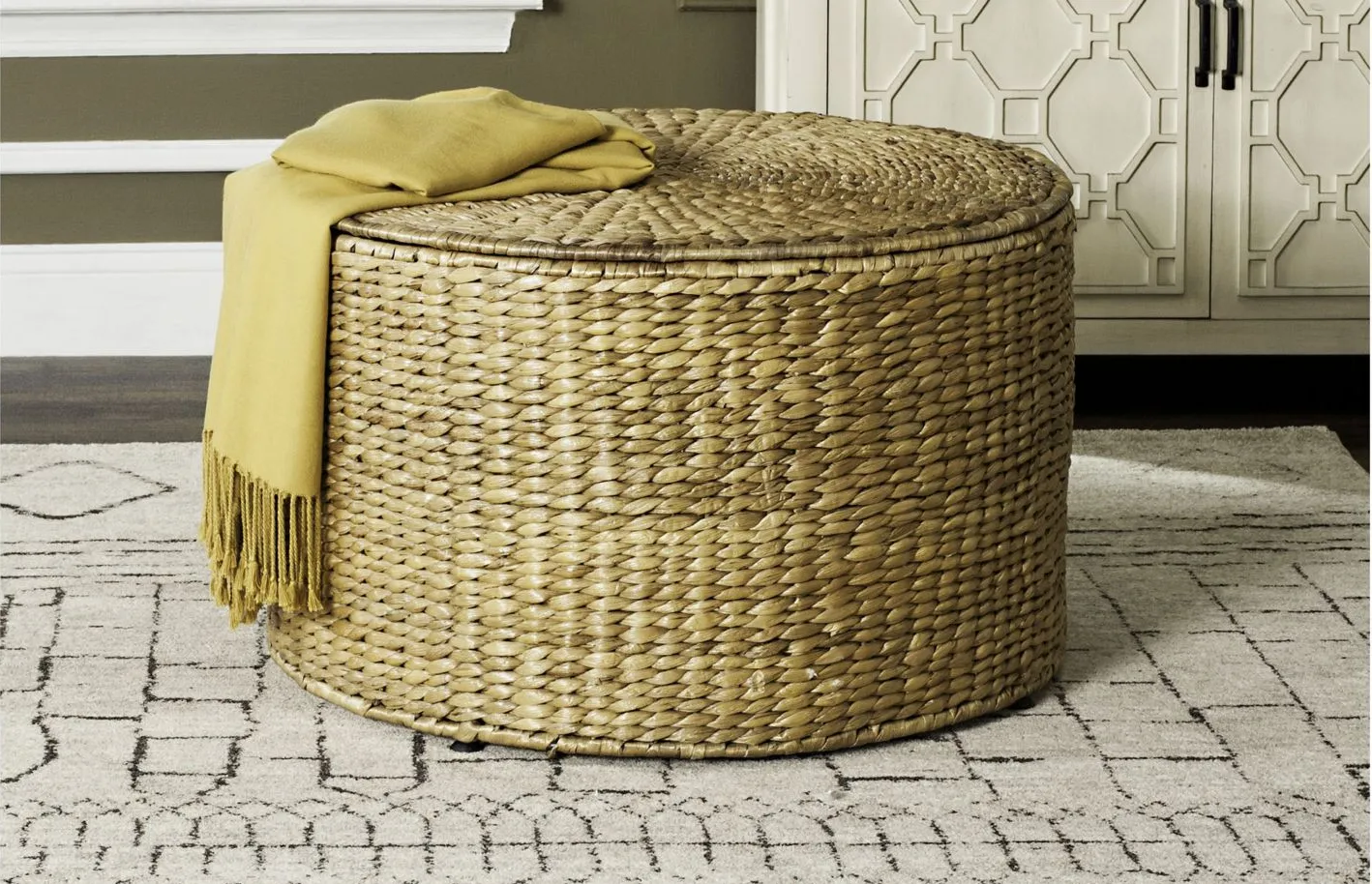 Klarysa Wicker Storage Coffee Table in Natural by Safavieh