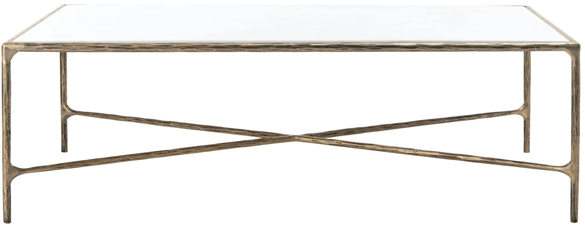 Kristie Rectangle Coffee Table in Brass by Safavieh