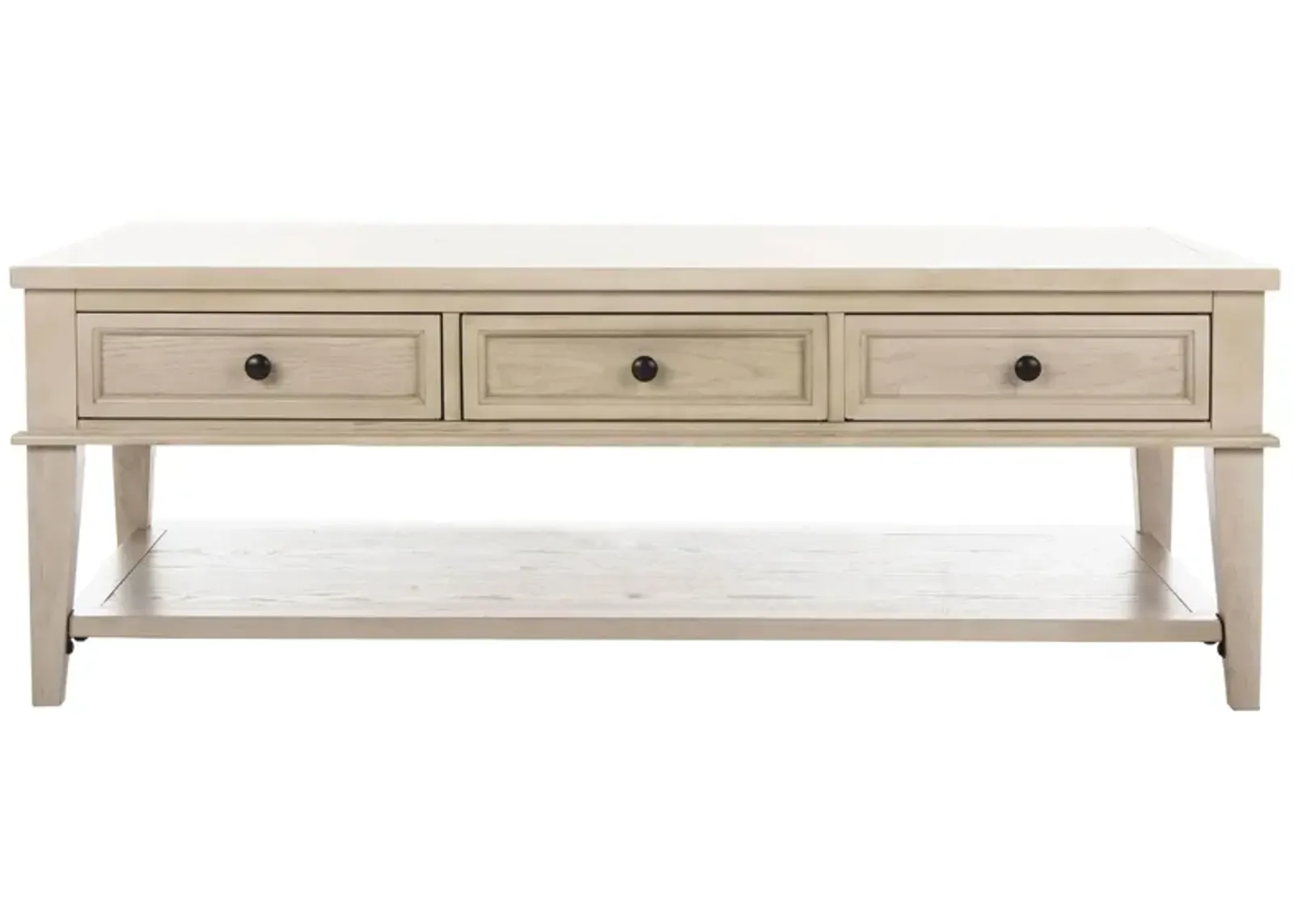 Lucille Coffee Table With Storage Drawers in White Washed by Safavieh