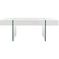 Maris Rectangular Glass Leg Modern Coffee Table in White by Safavieh