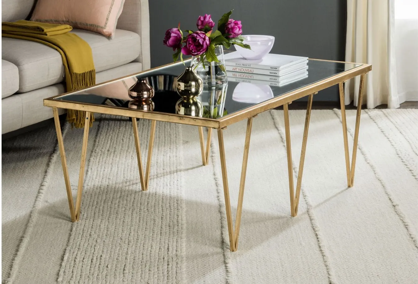 Mieka Coffee Table in Gold by Safavieh