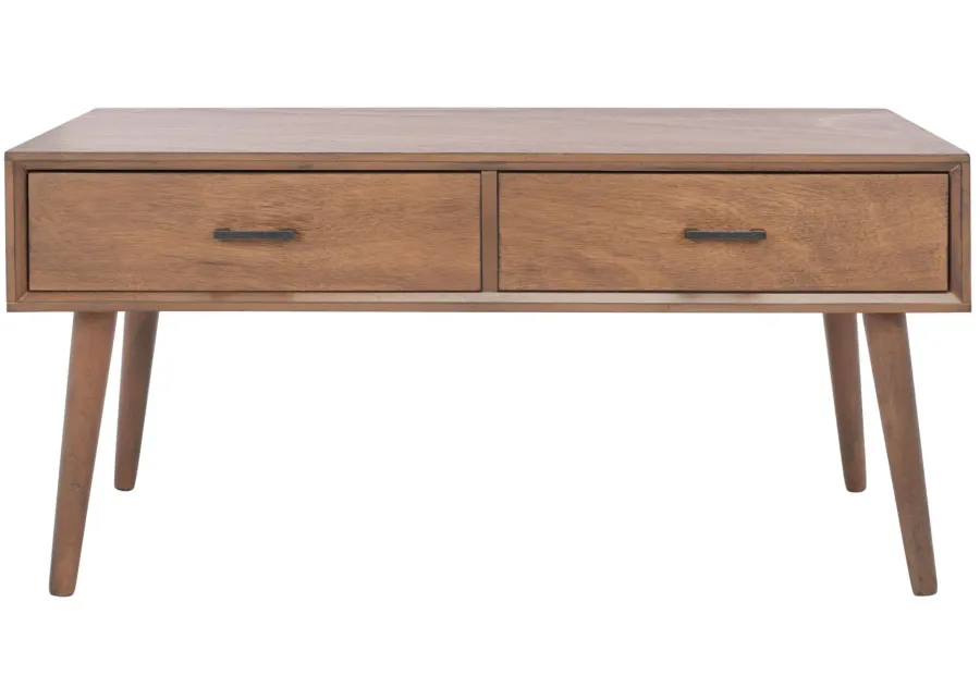 Miriam 2 Drawer Coffee Table in Brown by Safavieh