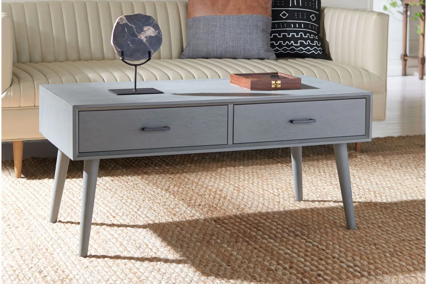 Miriam 2 Drawer Coffee Table in Distressed Gray by Safavieh