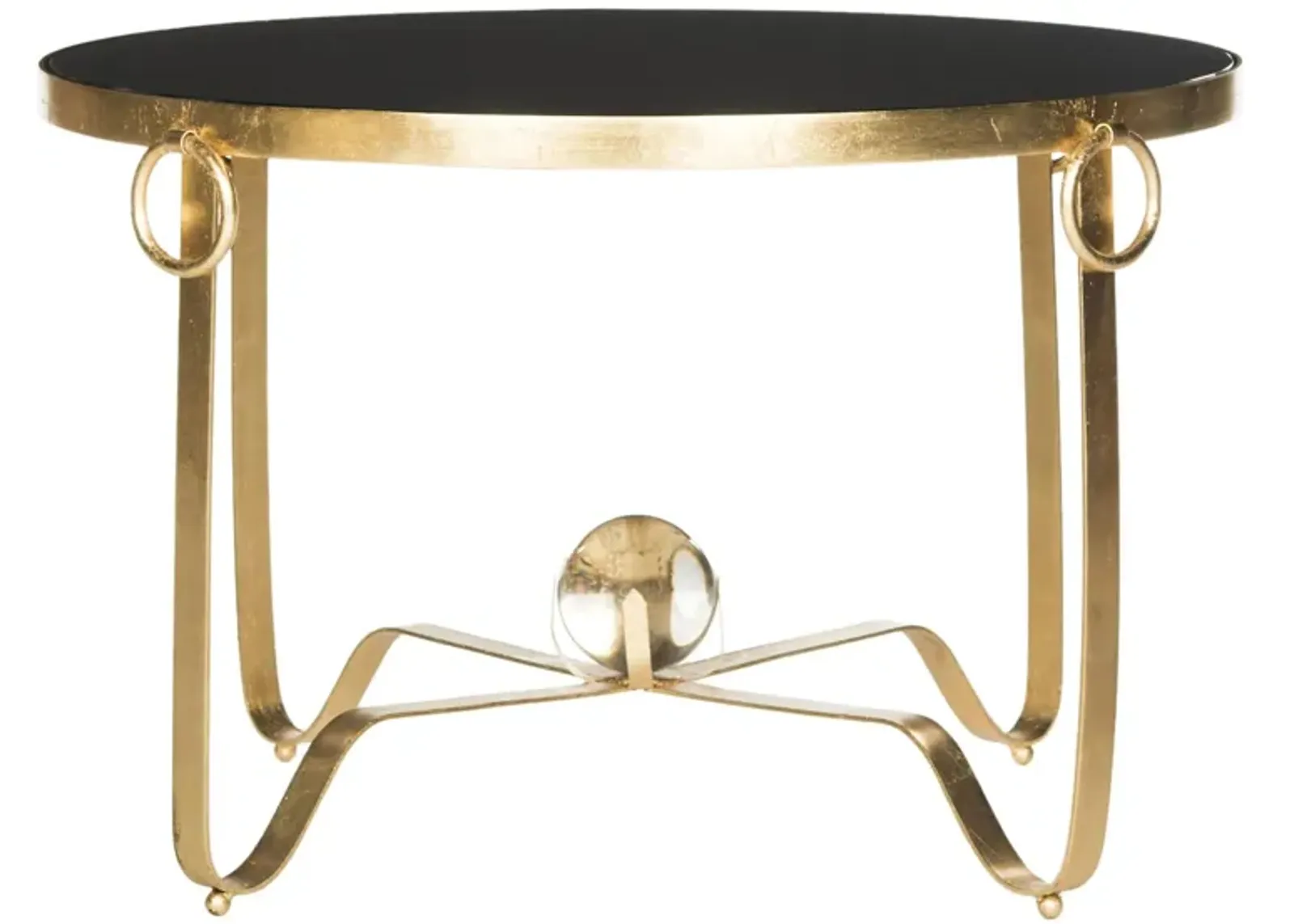 Mona Gold Leaf Round Coffee Table in Gold by Safavieh