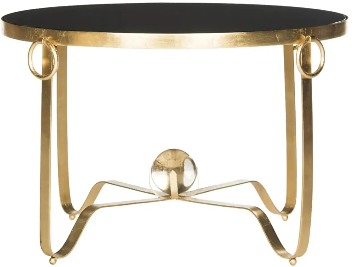 Mona Gold Leaf Round Coffee Table in Gold by Safavieh