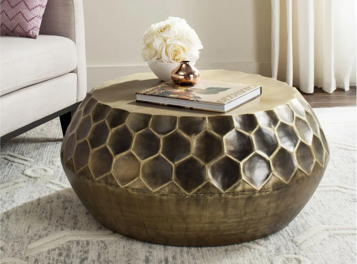 Montrelle Coffee Table in Antique Brass by Safavieh