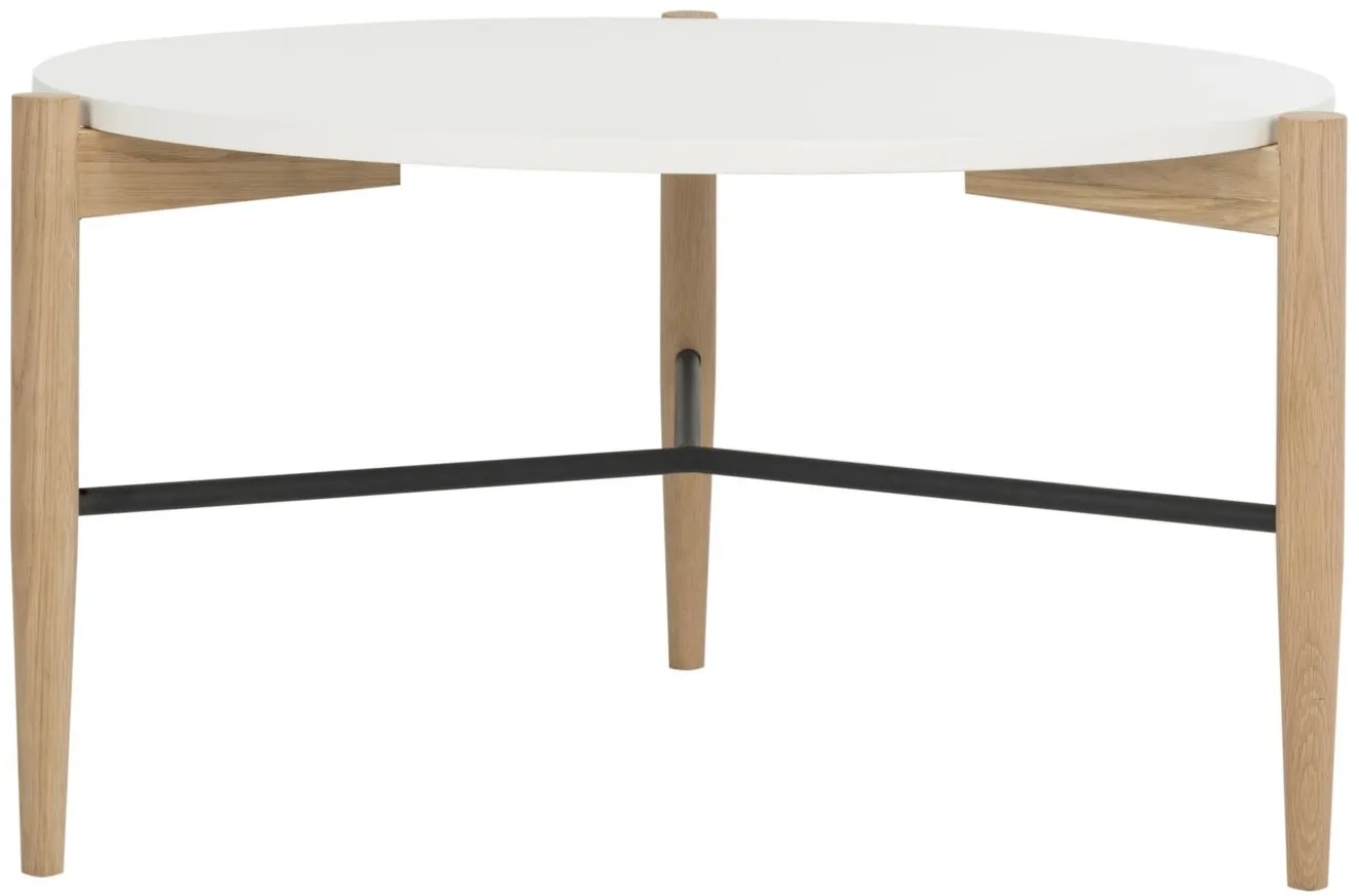 Nonie Round Coffee Table in White by Safavieh
