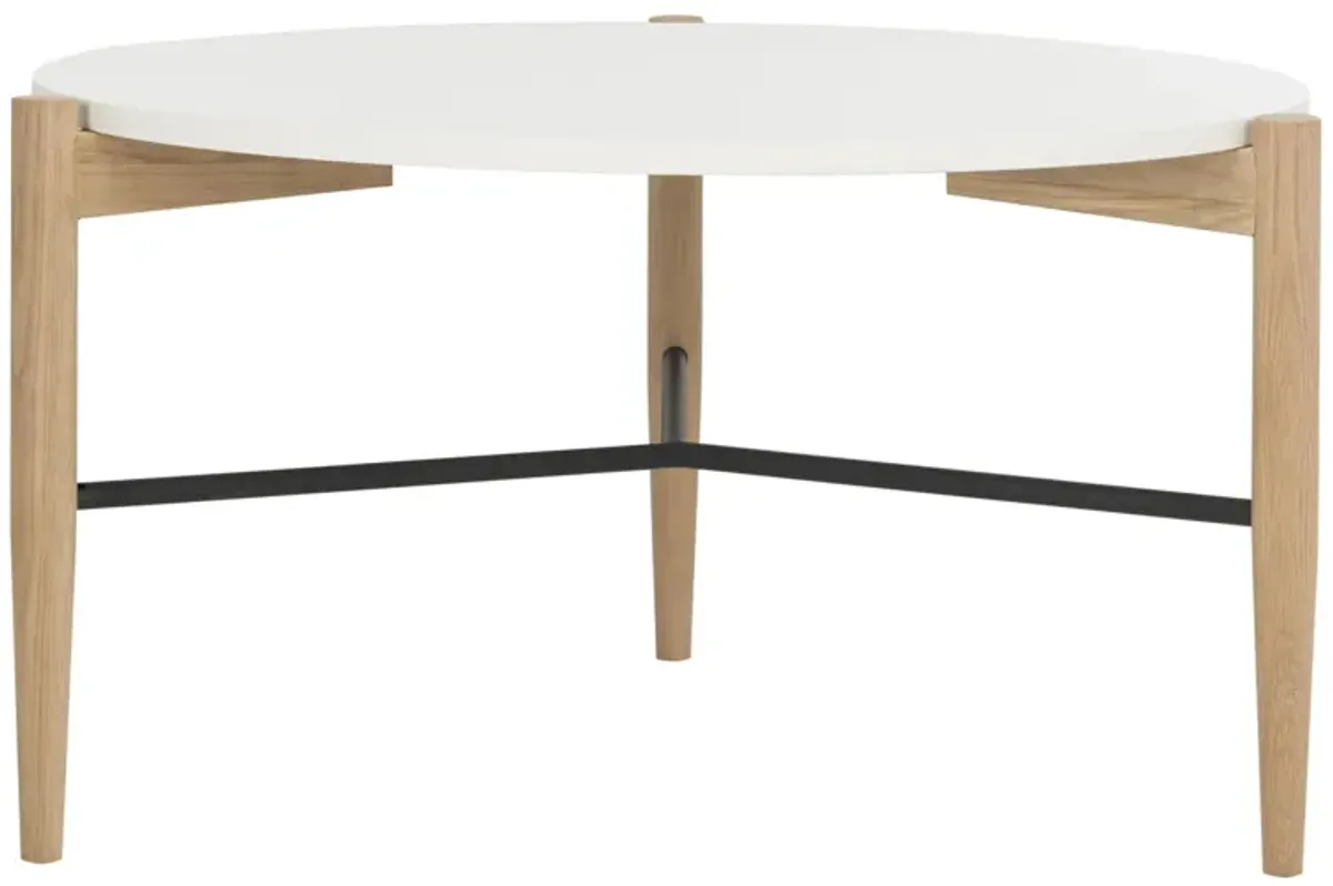 Nonie Round Coffee Table in White by Safavieh