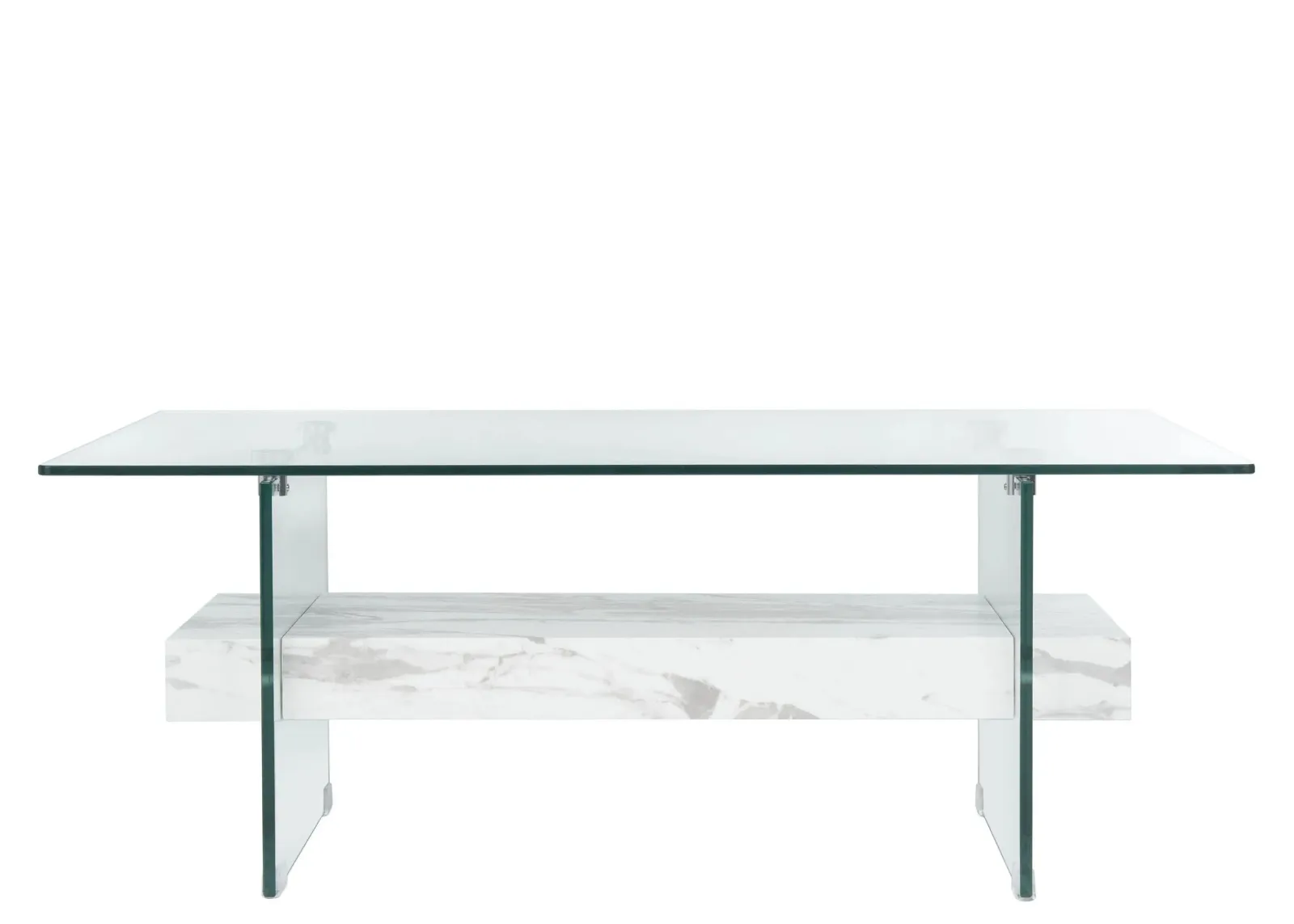 Orson Glass Coffee Table in White Marble by Safavieh