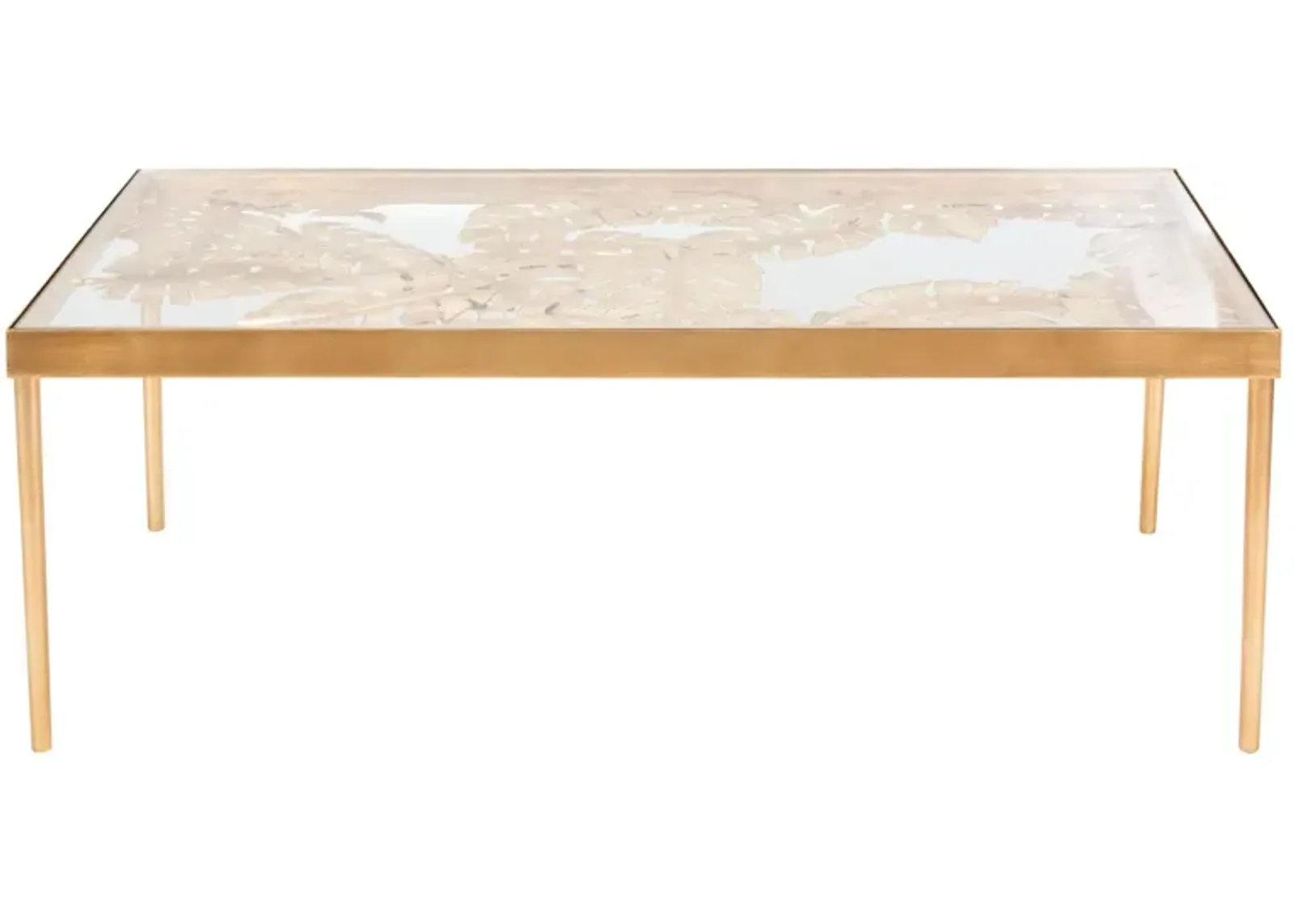 Otto Palm Leaf Coffee Table in Gold by Safavieh