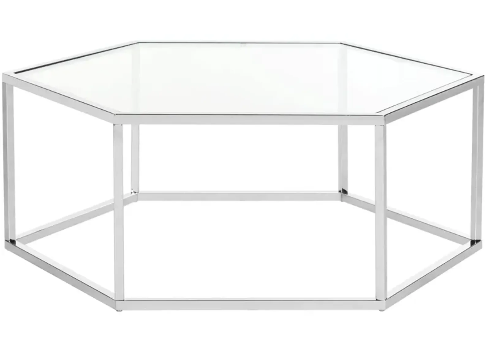 Placido Glass Coffee Table in Chrome by Safavieh