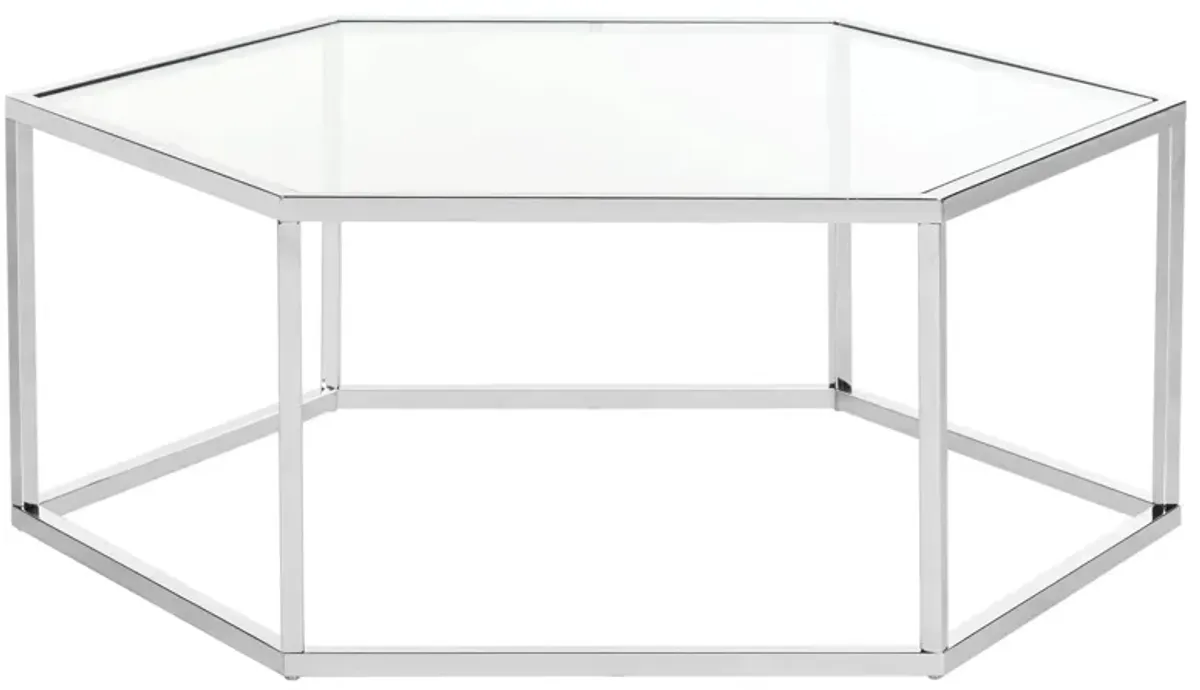 Placido Glass Coffee Table in Chrome by Safavieh