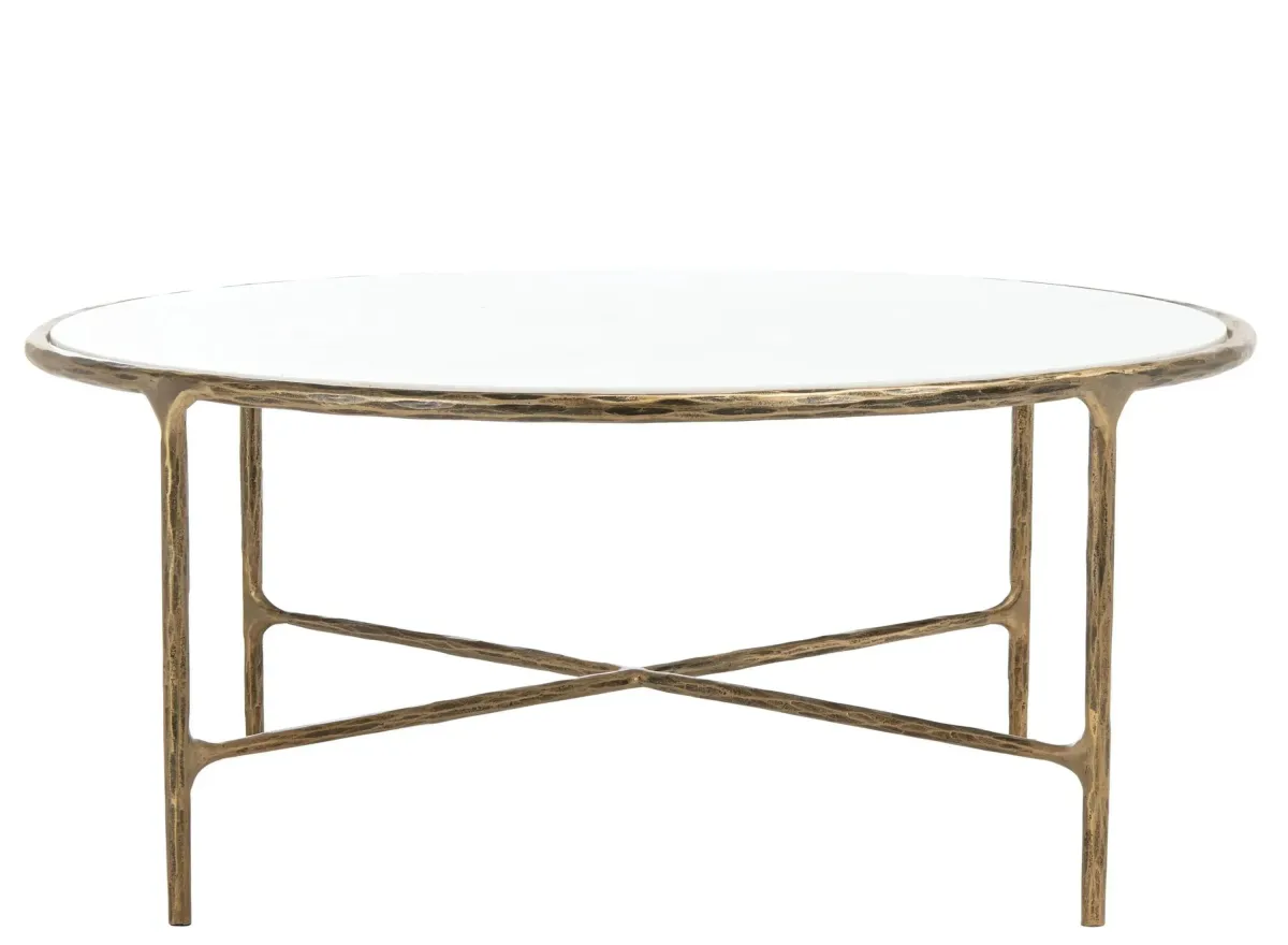 Raymond Round Metal Coffee Table in Brass by Safavieh