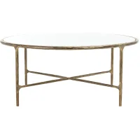 Raymond Round Metal Coffee Table in Brass by Safavieh