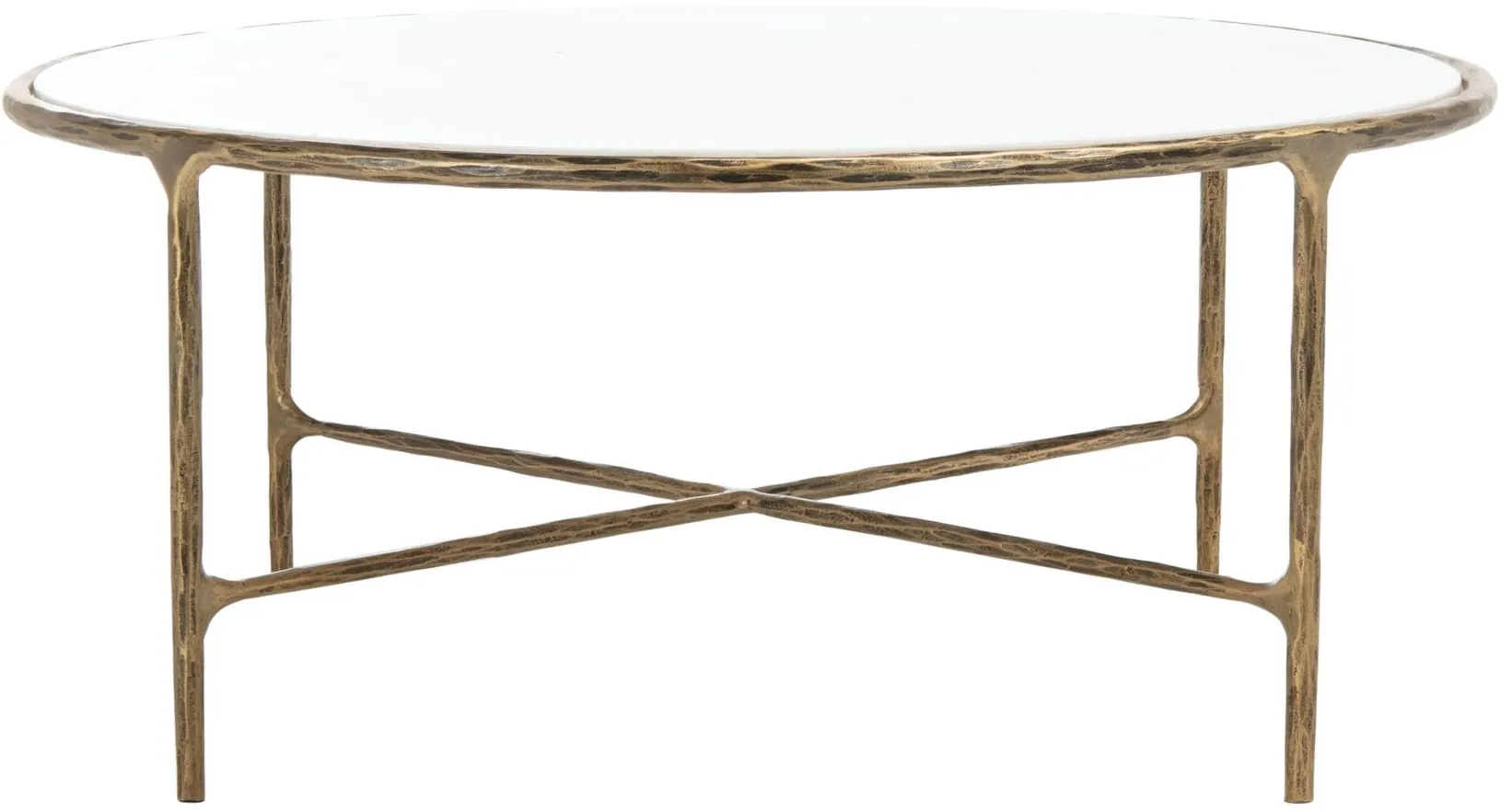 Raymond Round Metal Coffee Table in Brass by Safavieh