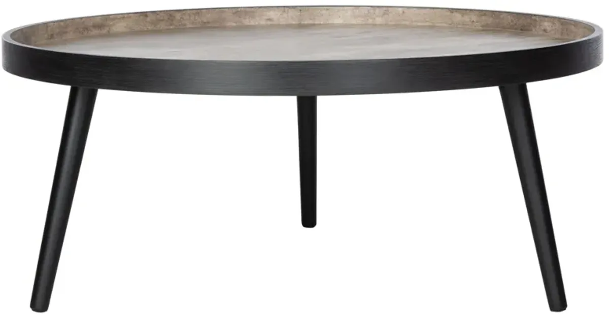 Reginald Round Tray Top Coffee Table in Light Gray by Safavieh