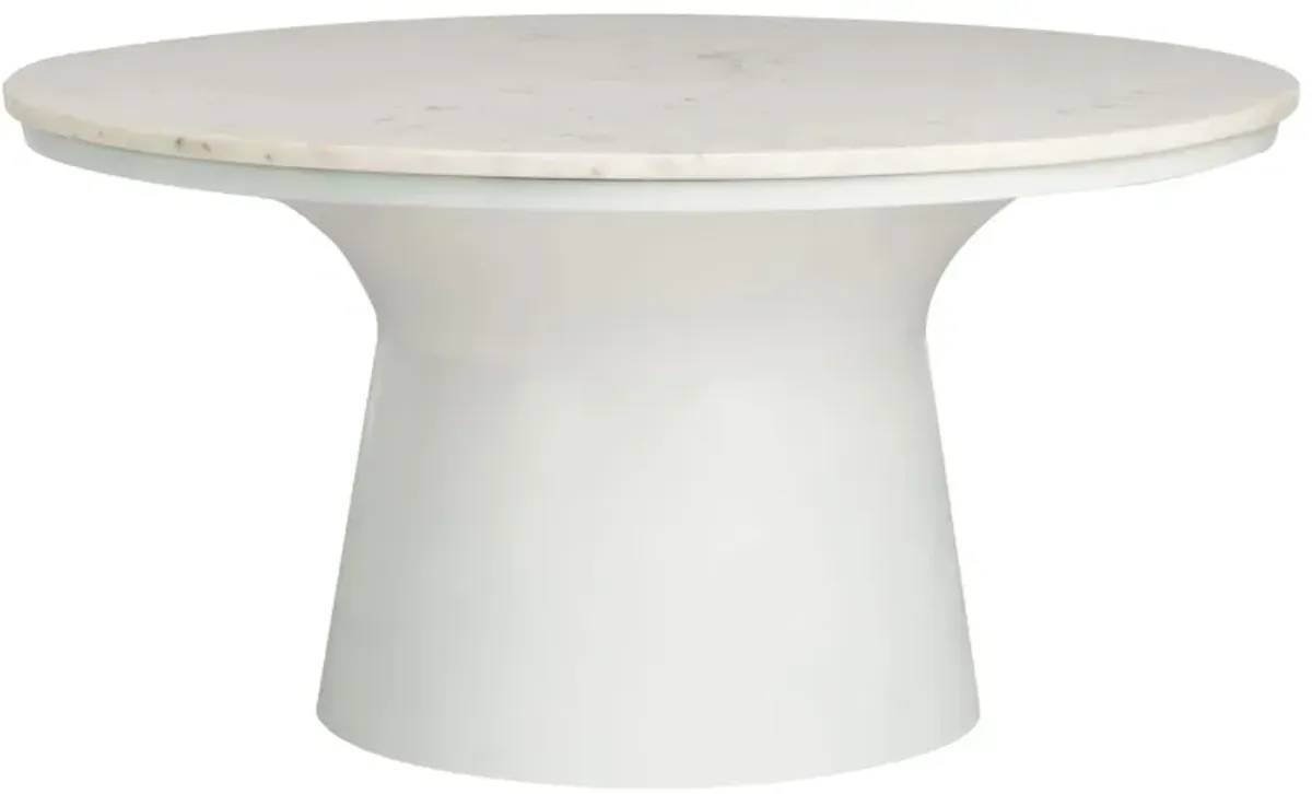 Ruxton Pedestal Coffee Table in White Marble by Safavieh