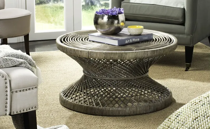 Sacramento Large Bowed Coffee Table in Gray by Safavieh